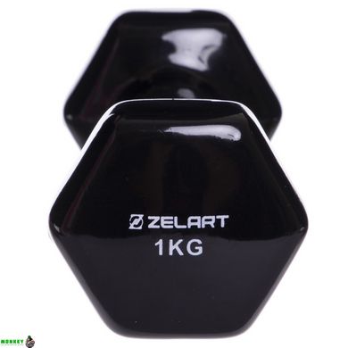 Гантелі для фітнесу з вініловим покриттям Zelart TA-2777-1 1шт 1кг кольори в асортименті