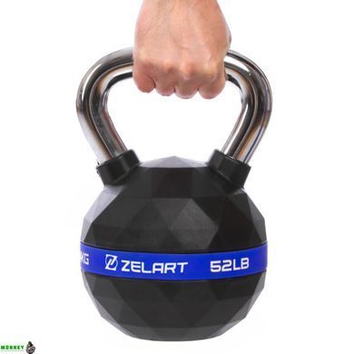 Гиря прогумованна з хромованою ручкою Zelart FI-1973-24 вага 24кг чорний