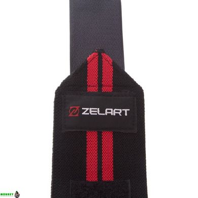 Бинти кистьові для жиму і тяги Zelart SB-167070 2шт чорний-червоний