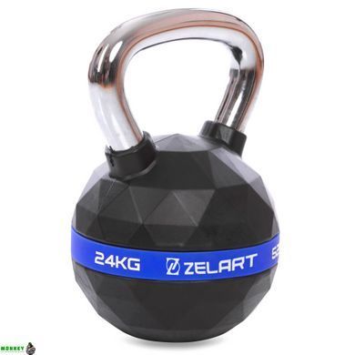 Гиря прогумованна з хромованою ручкою Zelart FI-1973-24 вага 24кг чорний