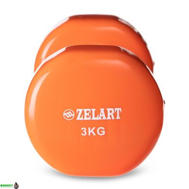 Гантелі для фітнесу з вініловим покриттям Zelart Beauty TA-5225-3 2шт 3кг кольори в асортименті