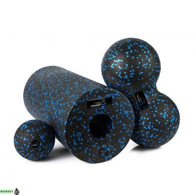 Набор для йоги PowerPlay PP_4008 EPP Foam Roller Set роллер + 2 массажных мяча Черно-синий