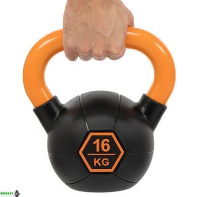 Гиря тренувальна цільна гумова з пофарбованою ручкою LiveUp Urethane competition kettlebell UAZE5336-16