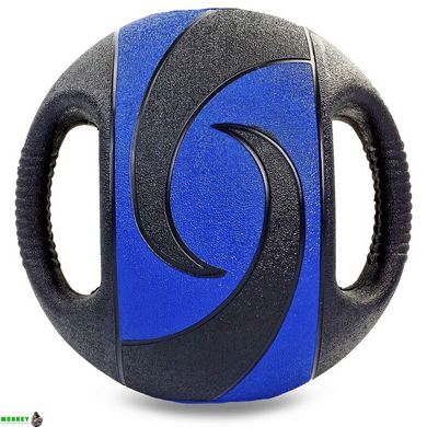 М'яч медичний медбол з двома ручками Record Medicine Ball FI-5111-9 9кг чорний-синій