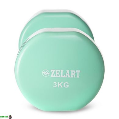 Гантелі для фітнесу з вініловим покриттям Zelart Beauty TA-5225-3 2шт 3кг кольори в асортименті