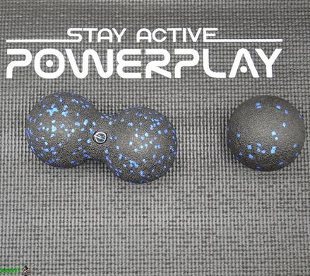 Набор для йоги PowerPlay PP_4008 EPP Foam Roller Set роллер + 2 массажных мяча Черно-синий