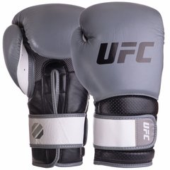 Перчатки боксерские кожаные UFC PRO Training UHK-69994 14 унций серый-черный