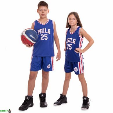 Форма баскетбольная подростковая NB-Sport NBA PHILA 25 BA-0927 M-2XL синий-белый