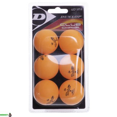 Набір м'ячів для настільного тенісу DUNLOP CLUB CHAMP 40+ MT-679315 6шт помаранчевий