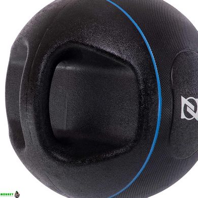 Мяч медицинский медбол с двумя ручками Zelart TA-7827-8 вес-8кг d-27,5см черный-бирюзовый