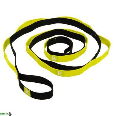 Стрічка для розтяжки Record Stretch Strap FI-6347 8 петель чорний-лимонний