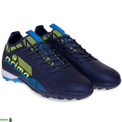 Сороконожки обувь футбольная PRIMA 20620-4 NAVY/LIME/SKYBLUE размер 40-44 (верх-PU, подошва-RB, темно-синий-салатовый-голубой)