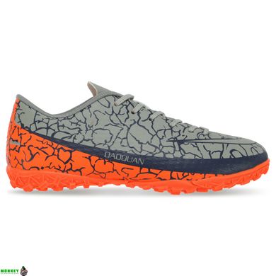 Сороконожки обувь футбольная DAOQUAN 2205-S3 размер 35-39 (верх-PU, подошва-резина, белый-оранжевый)