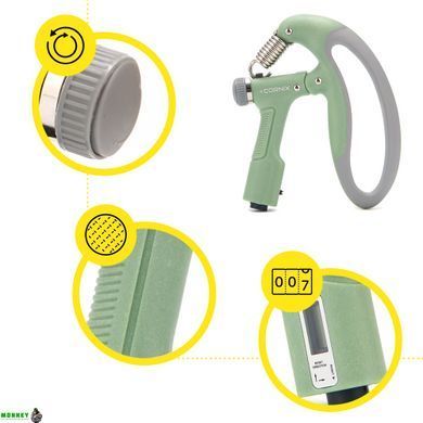 Эспандер кистевой Cornix 10-100 кг с регулируемой нагрузкой и счетчиком XR-0272 Green/Grey