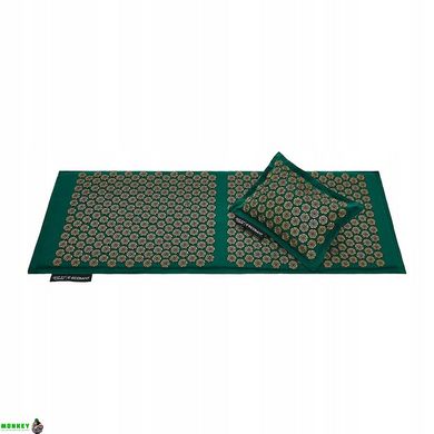 Коврик акупунктурный с подушкой 4FIZJO Eco Mat Аппликатор Кузнецова 130 x 50 см 4FJ0290 Navy Green/Gold