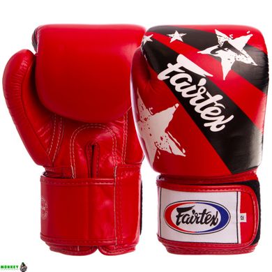Перчатки боксерские кожаные на липучке FAIRTEX BGV1N NATION PRINT (р-р 10-16oz, цвета в ассортименте)