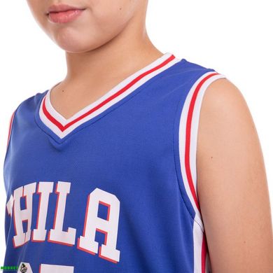 Форма баскетбольная подростковая NB-Sport NBA PHILA 25 BA-0927 M-2XL синий-белый