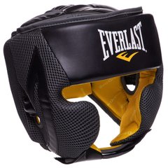Шлем боксерский с полной защитой кожаный EVERLAST EVERCOOL EV4044 S-XL черный-серый