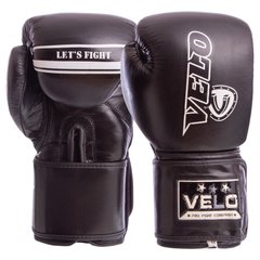 Перчатки боксерские кожаные на липучке VELO VL-8186 (р-р 10-12oz, цвета в ассортименте)
