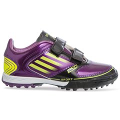 Сороконожки обувь футбольная детская SPORT SP-Sport OB-3412-VBK размер 30-35 (верх-PU, подошва-RB,фиолетовый-черный)
