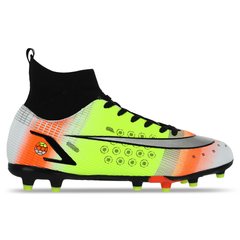 Бутсы футбольная обувь с носком LIJIN 209-1-2 размер 39-45 (верх-PU, подошва-TPU, черный-лимонный)