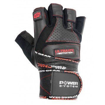 Перчатки для фитнеса и тяжелой атлетики Power System Ultimate Motivation PS-2810 Black Red Line M