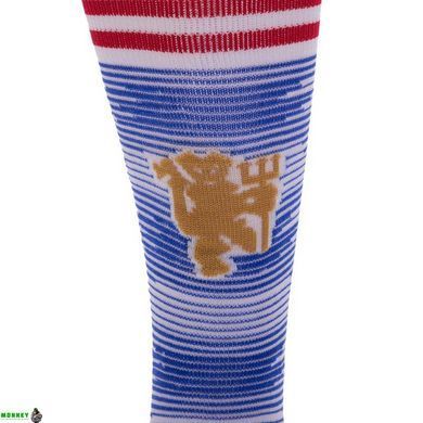 Гетры футбольные детские клубные SPOINT Manchester United AWAY 2022 ETM2220-MU2 размер 32-39 белый-голубой