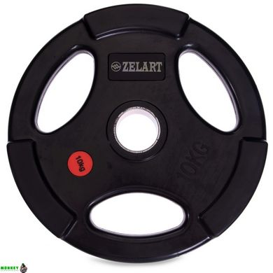 Блины (диски) обрезиненные Zelart Z-HIT TA-5160-10 51мм 10кг черный