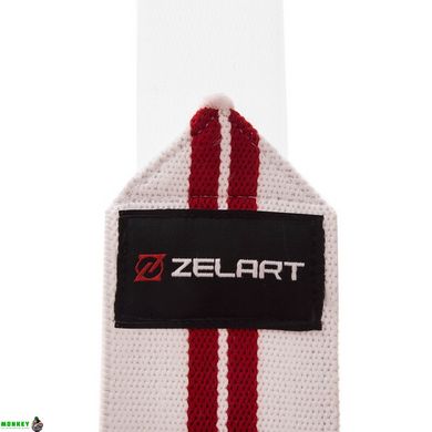 Бинты кистевые для жима и тяги Zelart SB-167071 2шт белый-красный