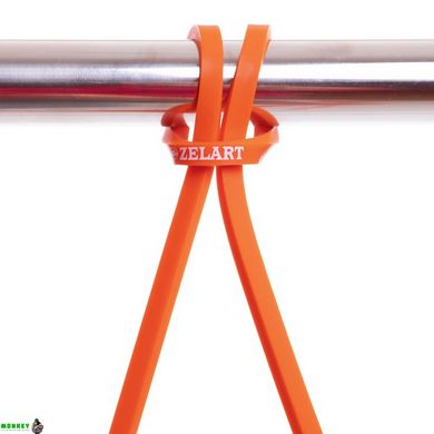 Резина для подтягиваний (лента силовая) Zelart FI-941-1 POWER BANDS (размер 2000x6,4x4,5мм, жесткость ХХXS, оранжевый)