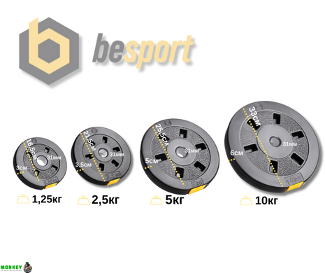 Гантели разборные Besport PowerPro 2х31кг