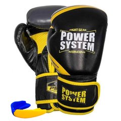 Боксерские перчатки PowerSystem PS 5005 Challenger Black/Yellow 16 унций