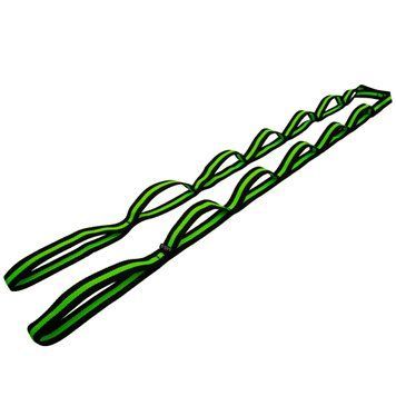 Стрічка для розтяжки стрічковий еспандер Record Stretch Strap F040 12 петель чорний-салатовий