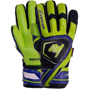 Перчатки вратарские SOCCERMAX GK-014 8 размер салатовый-черный-синий