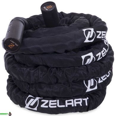 Канат для кроссфита в защитном рукаве Zelart FI-2631-15 15м черный