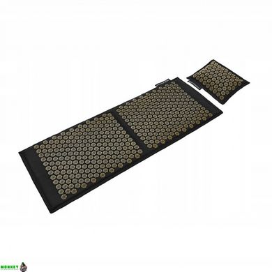 Коврик акупунктурный с подушкой 4FIZJO Eco Mat Аппликатор Кузнецова 130 x 50 см 4FJ0291 Black/Gold
