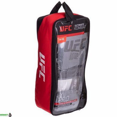 Перчатки боксерские кожаные UFC PRO Training UHK-69995 16 унций серый-черный