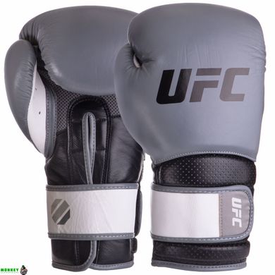 Перчатки боксерские кожаные UFC PRO Training UHK-69995 16 унций серый-черный