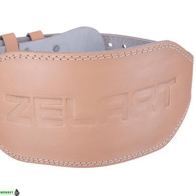 Пояс атлетичний шкіряний ZELART SB-165101 L ширина-15см оранжевий