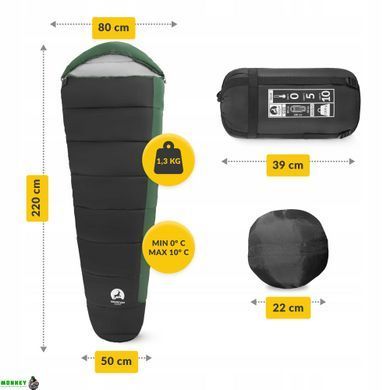 Спальний мішок (спальник) кокон Mountain Goat Pro+ 0 ...+10&deg;C R Black/Olive (P-5905973400978)