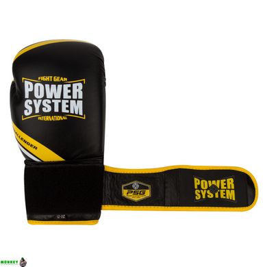 Боксерские перчатки PowerSystem PS 5005 Challenger Black/Yellow 16 унций