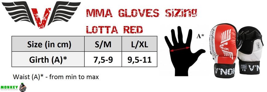 Перчатки ММА V`Noks Lotta Red S/M
