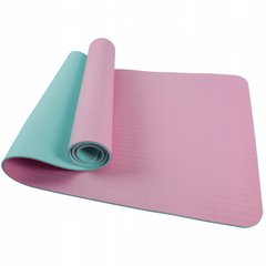 Коврик (мат) для йоги та фітнесу SportVida TPE 6 мм SV-HK0227 Pink/Sky Blue