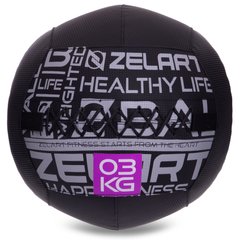 Мяч для кроссфита набивной в кевларовой оболочке 3кг Zelart FI-2637-3 (MD1293-3) (PVC, PP, резина, наполнитель-метал. гранулы, d-35см, черный)