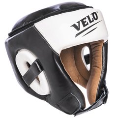Шлем боксерский открытый с усиленной защитой макушки кожаный VELO VL-2211 M черный