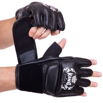 Рукавички для змішаних єдиноборств шкіряні MMA TOP KING Ultimate TKGGU Чорний S