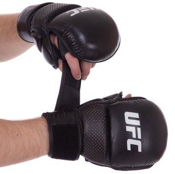 Рукавиці для змішаних єдиноборств ММА шкіряні UFC PRO MMA Combat UCK-75195 L-XL чорний