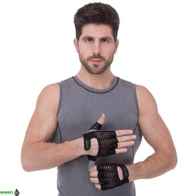 Перчатки для фитнеса и тренировок Zelart SB-161953 S-L черный-голубой