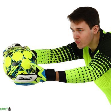 Перчатки вратарские FDSPORT FB-853 Синий-салатовый 10 (PVC)