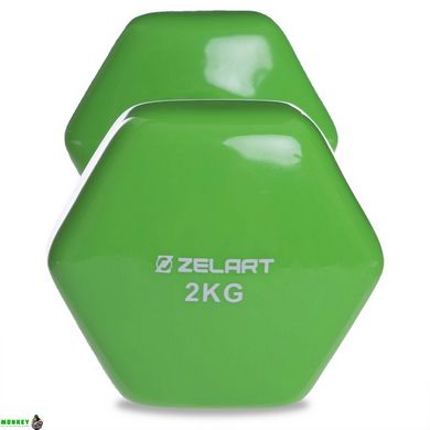 Гантель для фитнеса с виниловым покрытием Zelart TA-2777-2 1шт 2кг цвета в ассортименте